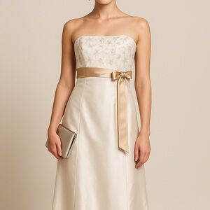 Vintage Gunne Sax Jessica McClintock Gown Ivory Gold Bird In The Chimney 11